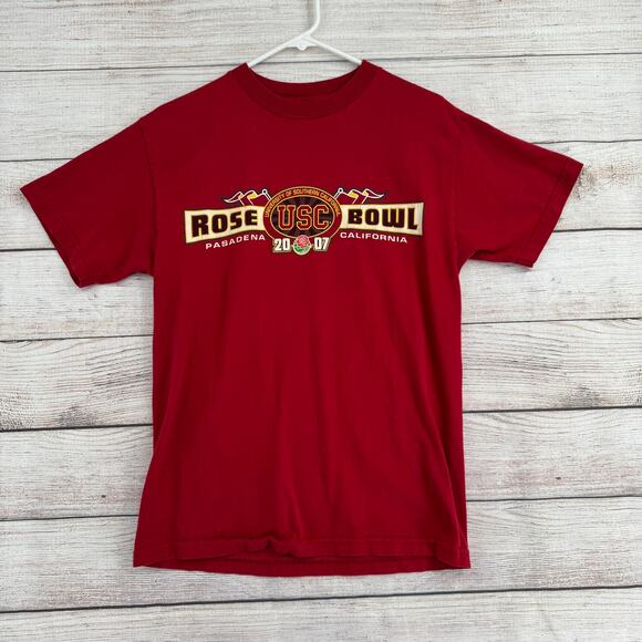 USC Rose Bowl 2007 Pasadena Short Sleeve T-Shirt Mens Medium Red - Picture 1 of 6